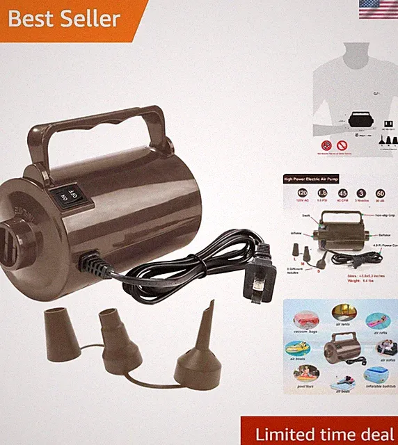 Lightweight 1.4 lb Electric Air Pump with 26 CFM for Fast Inflating & Deflating