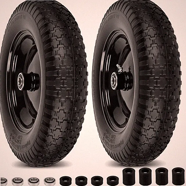 Solid Flat Free 14.5" Wheelbarrow Tires, Max Load 300 lbs